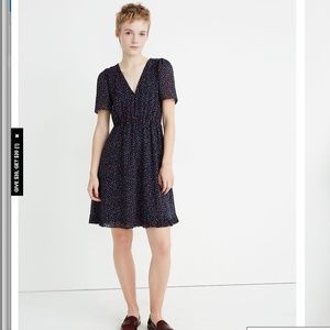 Madewell NWT Flutter Sleeve Ruffle Hem dress in Sugar Dot